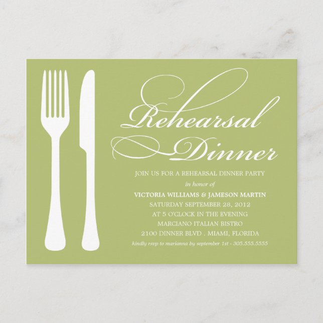 GREEN FLATWARE | REHEARSAL DINNER INVITE (Front)
