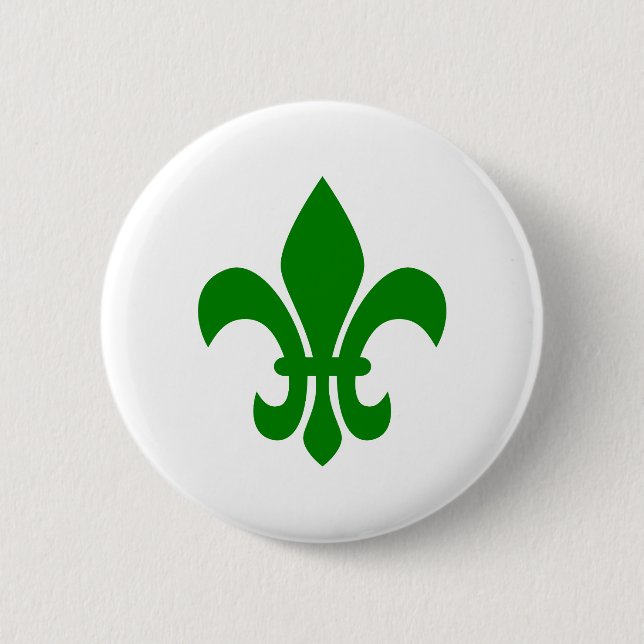 Green Fleur de Lis 6 Cm Round Badge (Front)
