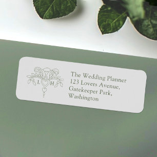 Green fleur de lis leaves wedding return address