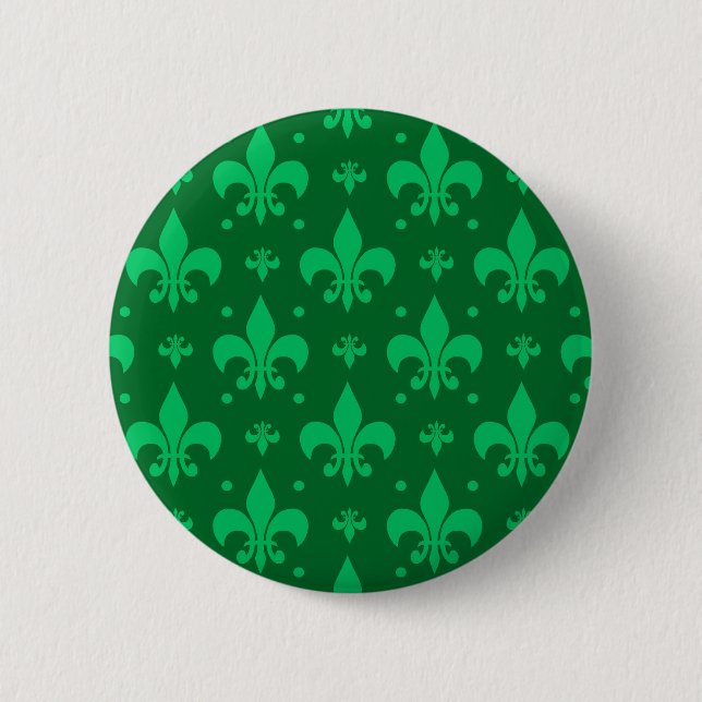 Green Fleur-de-lis Pattern Design  6 Cm Round Badge (Front)