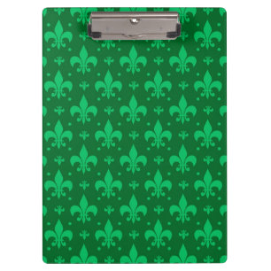 Green Fleur-de-lis Pattern Design Clipboard