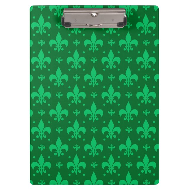 Green Fleur-de-lis Pattern Design  Clipboard (Front)