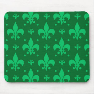 Green Fleur-de-lis Pattern Design  Mouse Pad