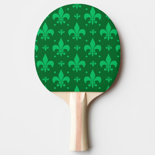 Green Fleur-de-lis Pattern Design  Ping Pong Paddle (Front)