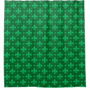 Green Fleur-de-lis Pattern Design  Shower Curtain