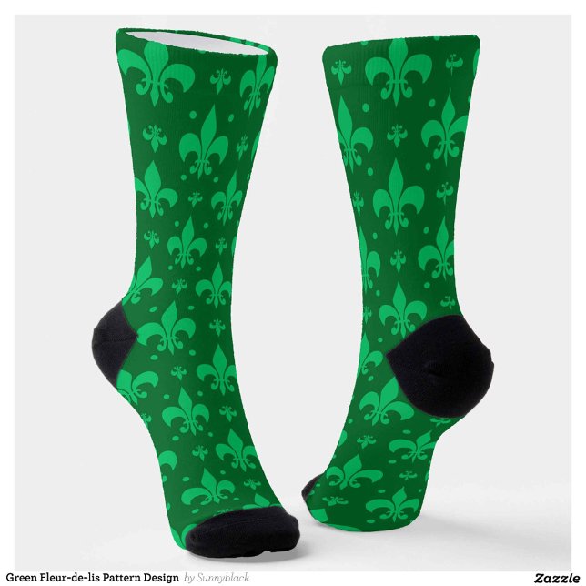 Green Fleur-de-lis Pattern Design  Socks (Creator Uploaded)