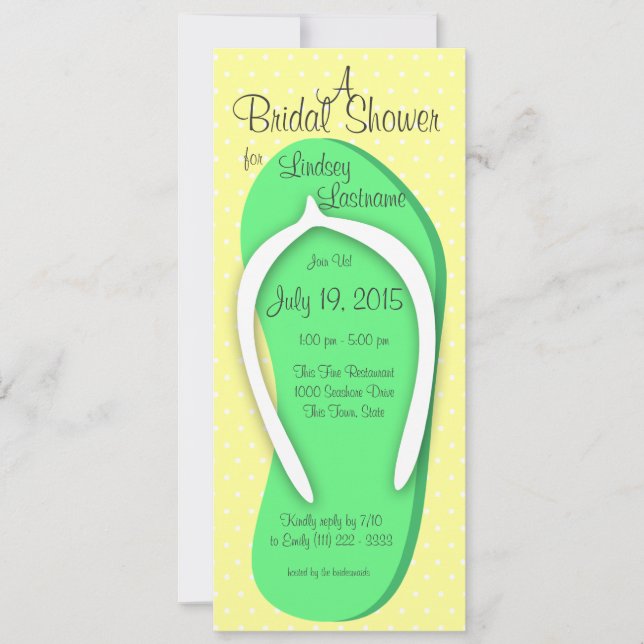 Green Flip Flop Bridal Shower Invitation (Front)