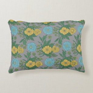 Green Floral Accent Pillow