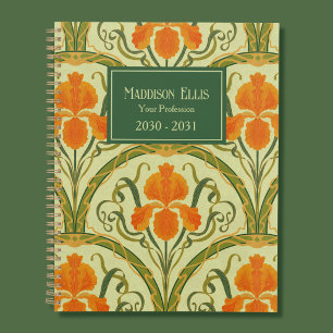 Green Floral Art Nouveau Feminine Business Planner