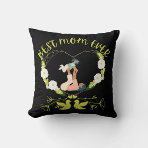 Green Floral Best Mum Ever Mother And Daughter Cushion