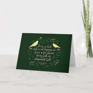 Green Floral Bird Charlotte Bronte Jane Eyre Quote Card
