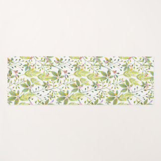 Green Floral bird garden yoga mat