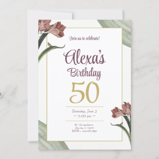 Green Floral Birthday Invitation