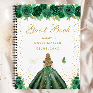 Green Floral Blonde Hair Princess Sweet Sixteen Notebook