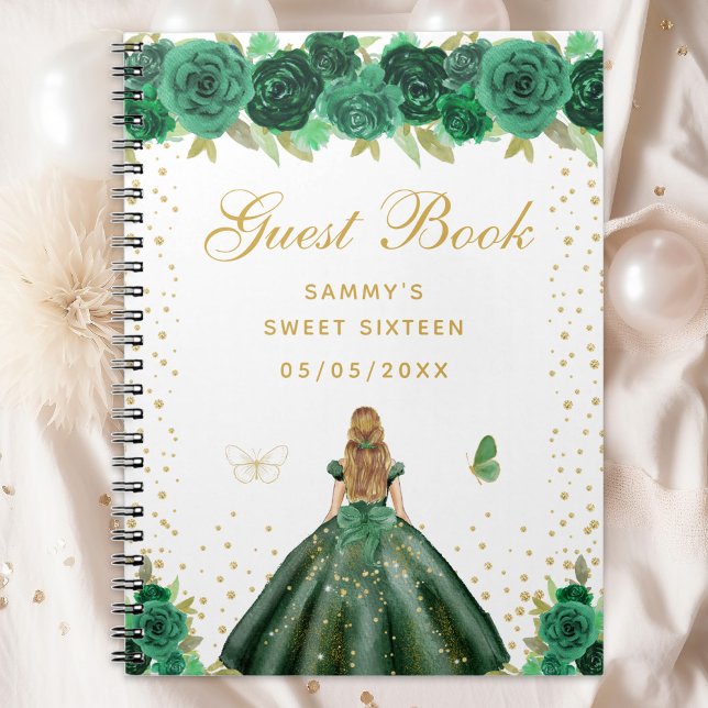 Green Floral Blonde Hair Princess Sweet Sixteen Notebook (Creator Uploaded)