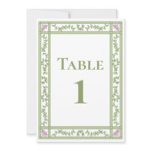 Green Floral Botanic Garden Wedding Table Numbers