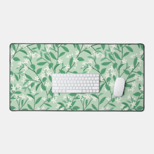 Green floral botanical aesthetic desk mat