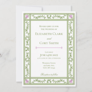 Green Floral Botanical Garden Wedding Invitation