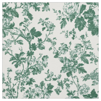 Green Floral Branch Toile Pattern Fabric