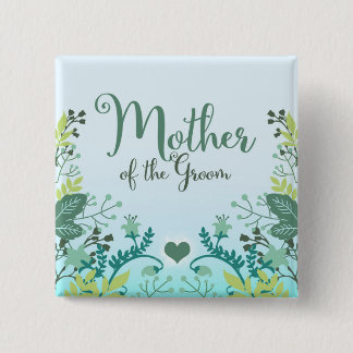 Green Floral Branches Mother of the Groom 15 Cm Square Badge