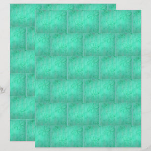Green Floral Brick Pattern, Scrapbook Paper