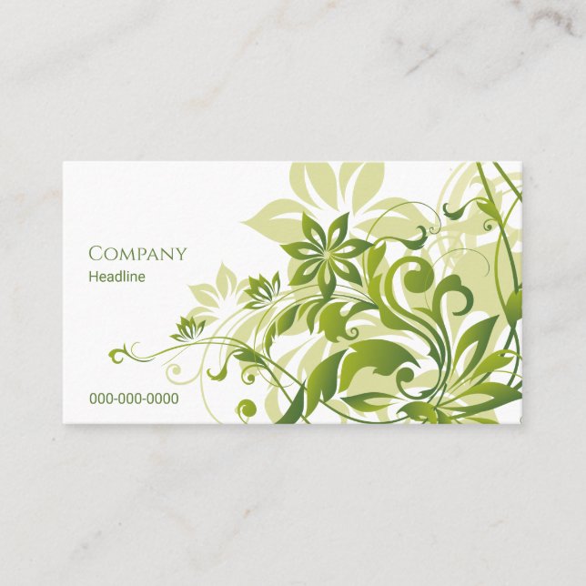 Green Floral Business Card (Front)