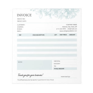 Green Floral Business Invoice Sales Template Notepad