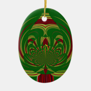Green Floral Ceramic Tree Decoration