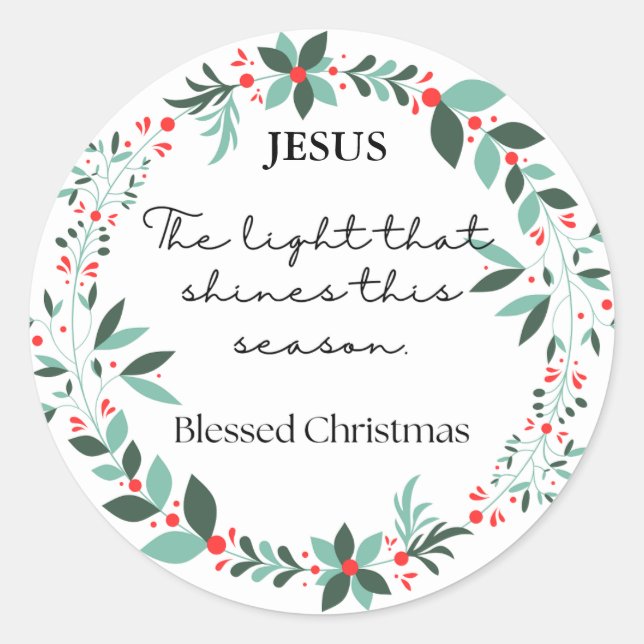 Green floral Christmas stickers (Front)