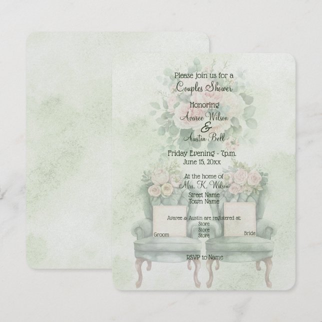 Green Floral Couples Shower  (Front/Back)