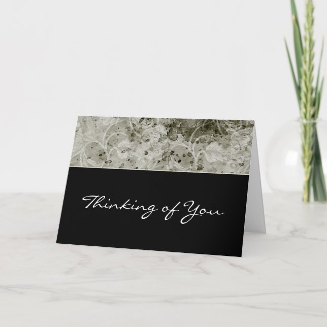Green Floral Custom Thinking of You Greeting Card (Front)