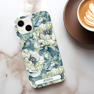 Green Floral Cute Flowers Pattern Custom Modern Case-Mate iPhone 14 Case