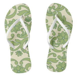 Green floral decor pattern jandals