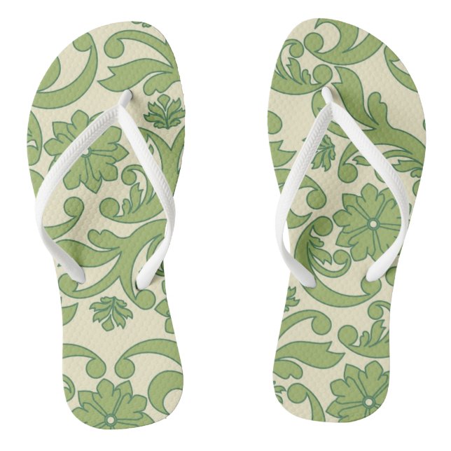 Green floral decor pattern jandals (Footbed)