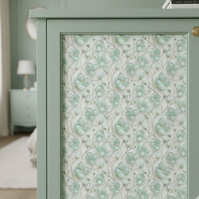 Green Floral Decoupage Tissue Paper (romantic green floral jewel decoupage tissue paper)