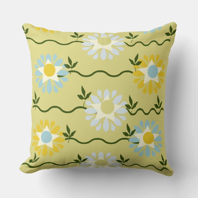 Green Floral Design  Cushion (Front)