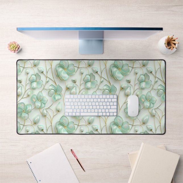 Green Floral Desk Mat (Office 1)