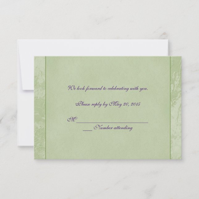 Green Floral Embossed RSVP Invitation (Front)