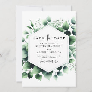 Green Floral Eucalyptus Digital Wedding Save The Date