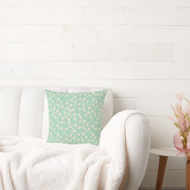 Green Floral Farmhouse Throw Pillow (Couch)