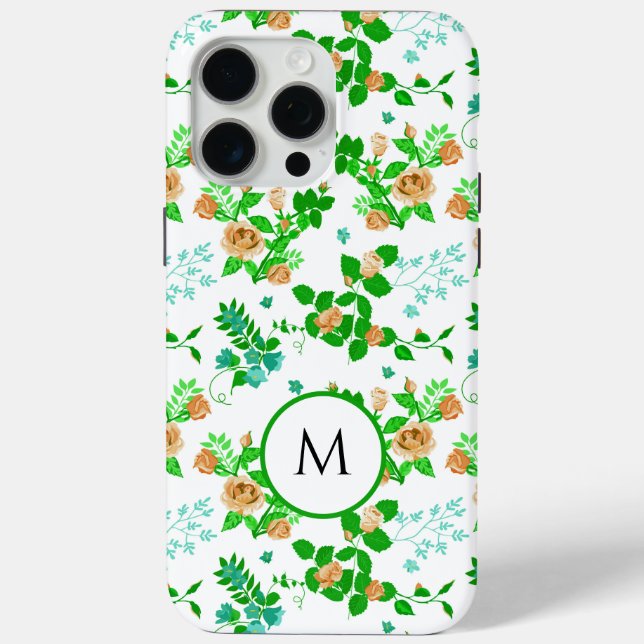 Green Floral Garden Monogrammed  Case-Mate iPhone Case (Back)