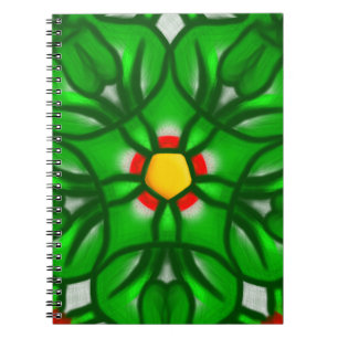 Green Floral Geometric Pattern Notebook