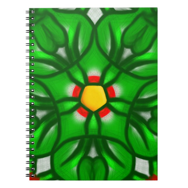 Green Floral Geometric Pattern Notebook (Front)