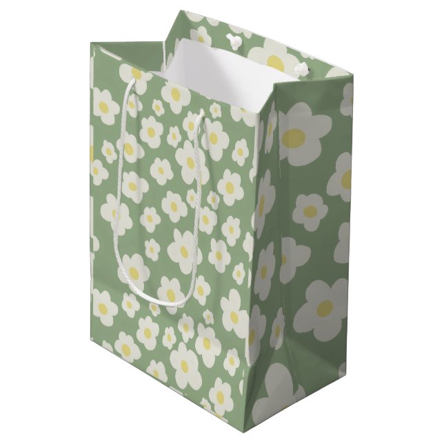 Green floral gift bag (Front Angled)