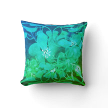 Green  Floral Graphic Art Pillow for all
