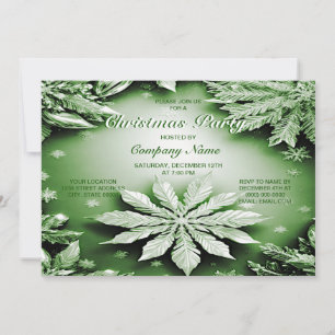 Green Floral Holiday Christmas Party Invitation