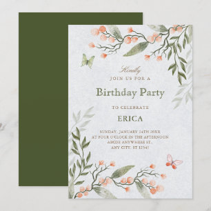 Green floral  invitation