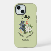 Green Floral JULY Birth Month Flower Custom Name