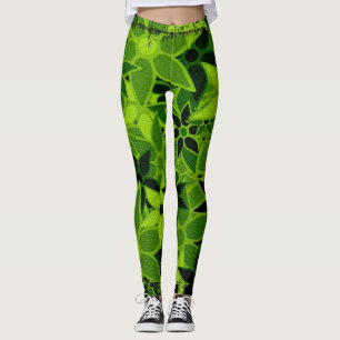 Green Floral Leggings