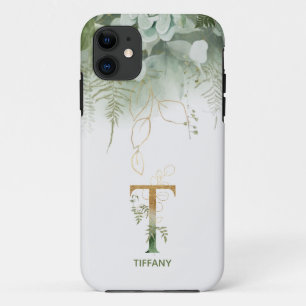 Green Floral Letter T Case-Mate iPhone Case